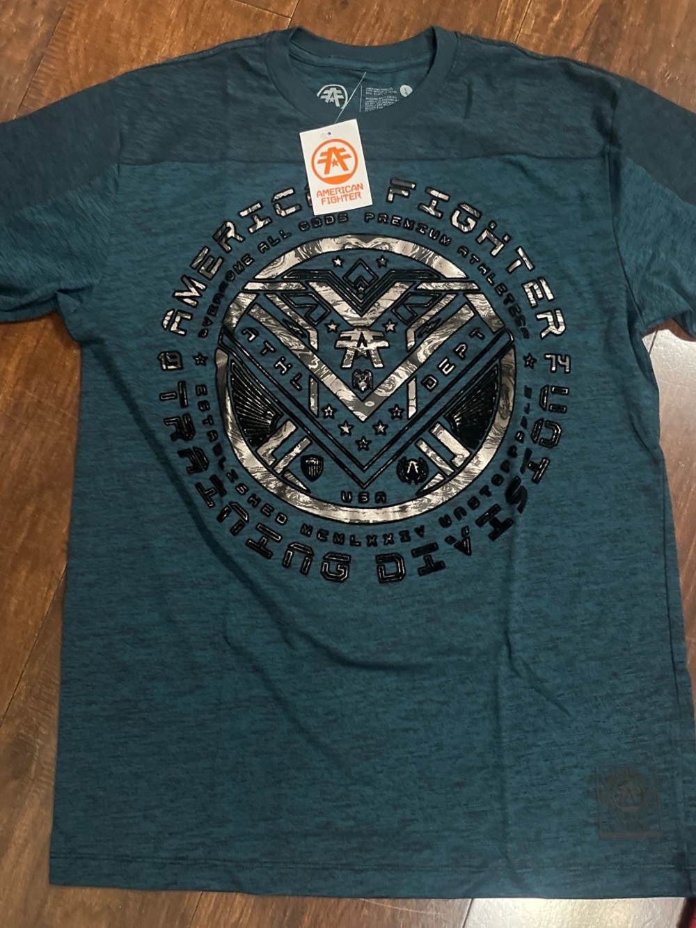 American Fighter Teal Graphic Short Sleeve Crew Tee